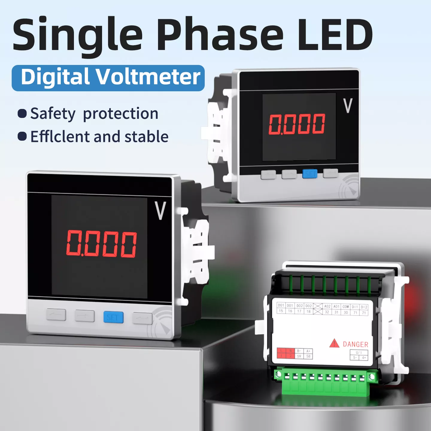 একক ফেজ LED ডিজিটাল ভোল্টমিটার